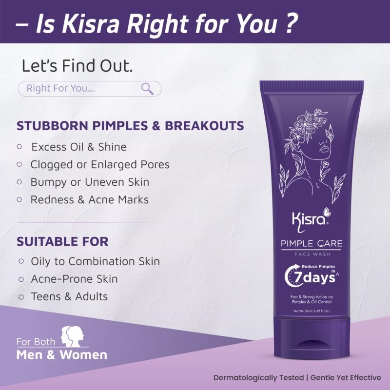 Kisra Pimple Care Face Wash with Tea Tree & Neem | Remove Acne, Pimples & Dark Spots For All Skin Types – 50ml - Image 6
