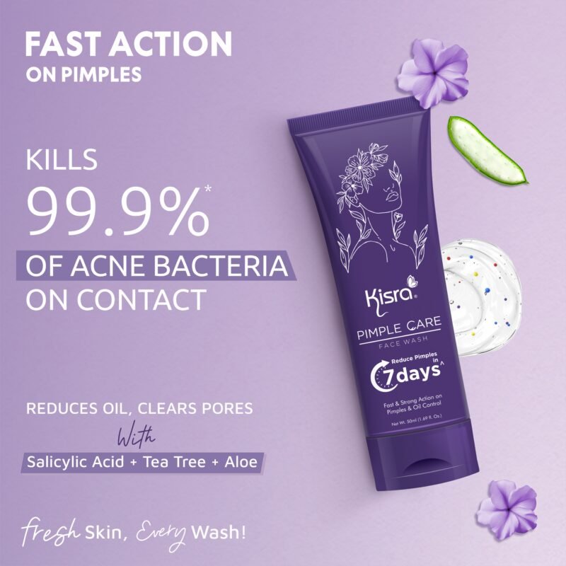Kisra Pimple Care Face Wash with Tea Tree & Neem | Remove Acne, Pimples & Dark Spots For All Skin Types – 50ml - Image 8