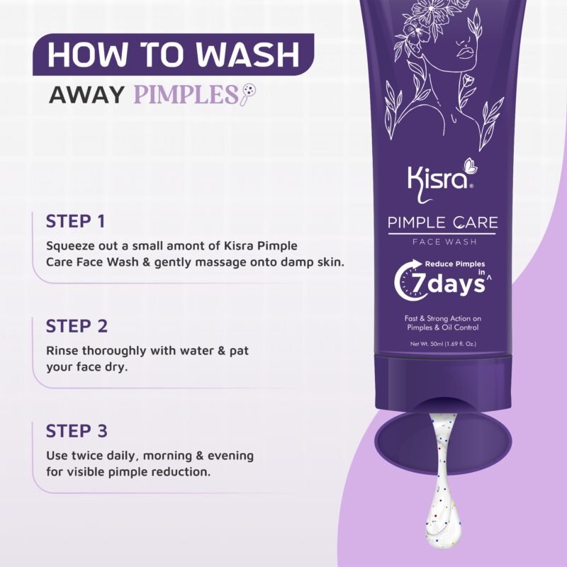 Kisra Pimple Care Face Wash with Tea Tree & Neem | Remove Acne, Pimples & Dark Spots For All Skin Types – 50ml - Image 10